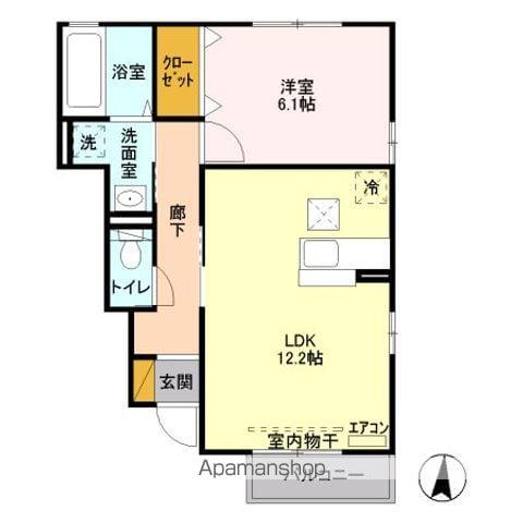 サンボナールB(1LDK/1階)の間取り写真