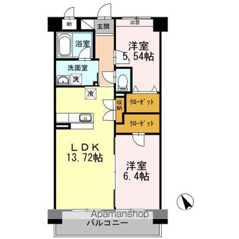 プリマヴェーラ一條(2LDK/1階)の間取り写真