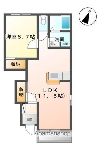 オーガスタ新白河(1LDK/1階)の間取り写真