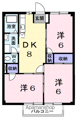 ファミリーハイツ(3DK/1階)の間取り写真