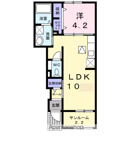 VENEZIA ROSA(1LDK/1階)の間取り写真