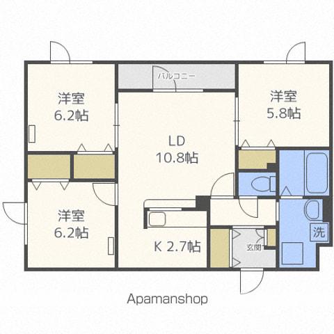 鍋島ハイツ1(3LDK/1階)の間取り写真