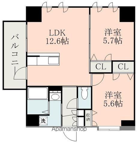NICEマンション九品寺熊大医学部前(2LDK/7階)の間取り写真