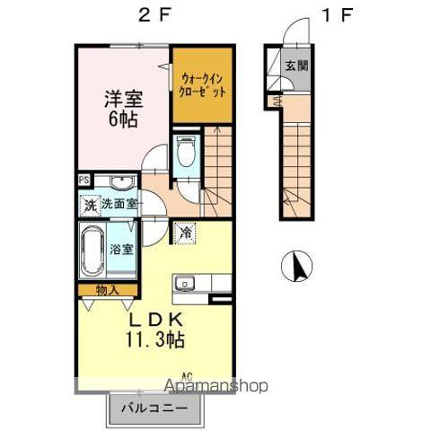 D-ROOM御島崎(1LDK/2階)の間取り写真