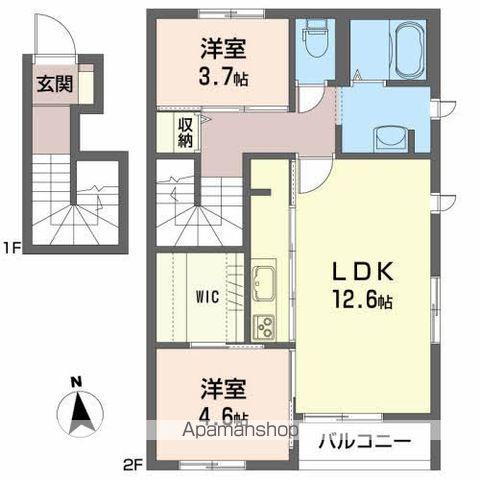 スマート五合田A棟(2LDK/2階)の間取り写真