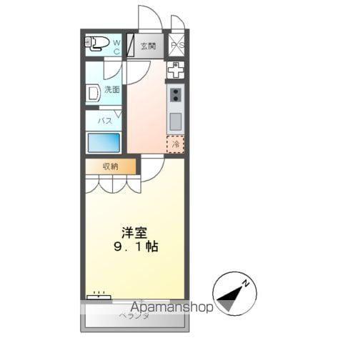 メルヴェール知手(1K/2階)の間取り写真