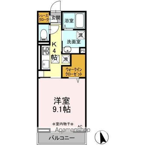 ジラソーレ雅(1K/1階)の間取り写真