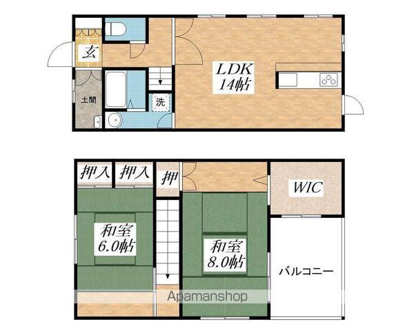 東海道本線 膳所駅 徒歩14分 2階建 築51年(2SLDK)の間取り写真