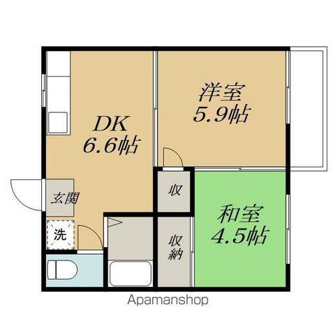 カルフールOMORI B棟(2DK/2階)の間取り写真
