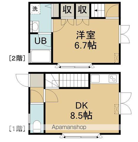 ヴィラ香雪Ⅱ(1DK/2階)の間取り写真