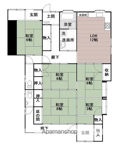広島県呉市 1階建 築77年(5LDK)の間取り写真