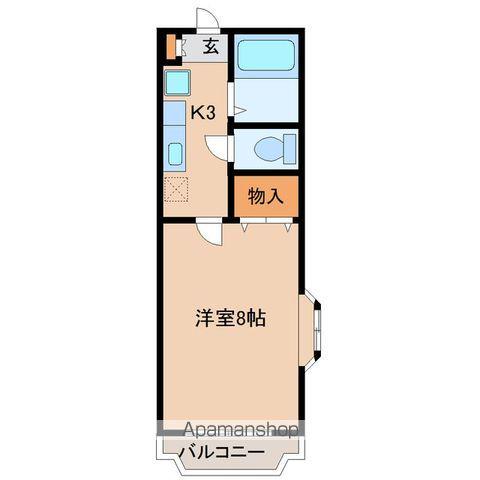 ソレアード遠見塚壱番館(1K/1階)の間取り写真