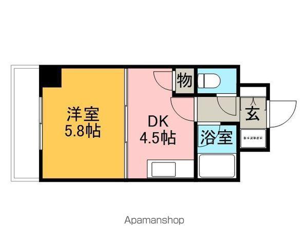 ピュアドームアリエス姪浜(1DK/5階)の間取り写真