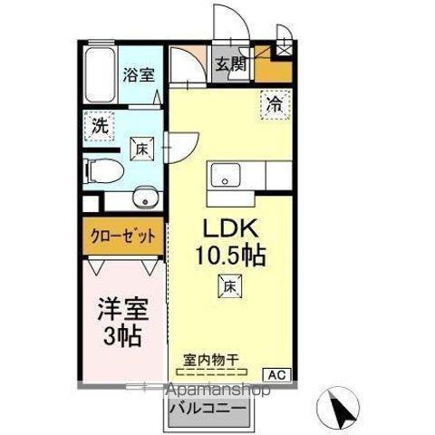 レセンテ松村 C棟(1LDK/1階)の間取り写真