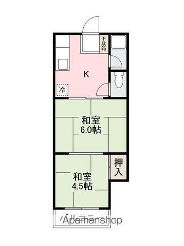 第2松熊ビル(2K/4階)の間取り写真