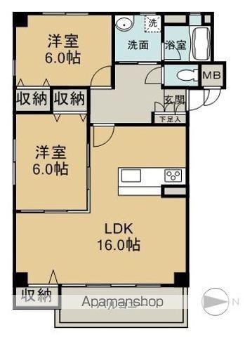 コンフォート旭園(2LDK/2階)の間取り写真