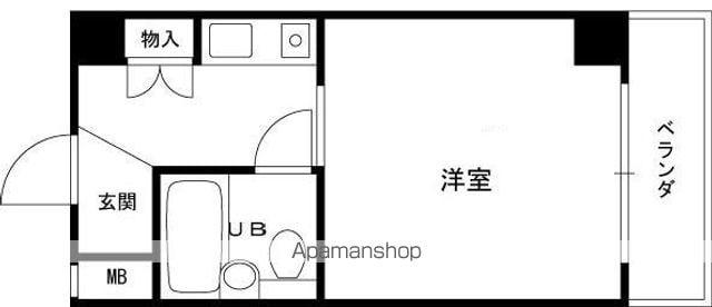 シェルプール弐番館(ワンルーム/1階)の間取り写真