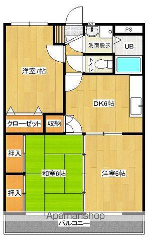 ユーミーはやま壱番館(3DK/2階)の間取り写真
