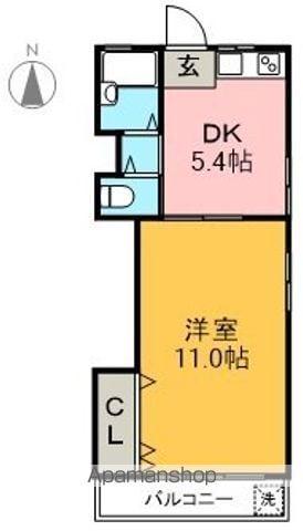 上原マンション(1DK/3階)の間取り写真