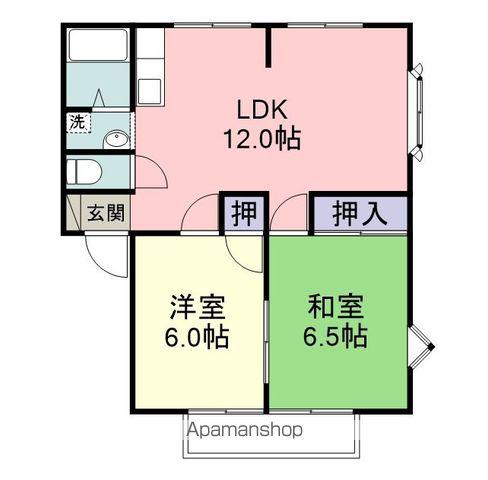 サンビレッジ住吉 C(2LDK/2階)の間取り写真