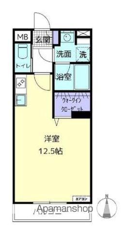 アライブⅣ(ワンルーム/2階)の間取り写真