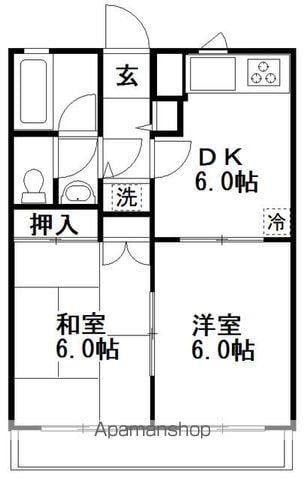 グリーンパレス(2DK/3階)の間取り写真