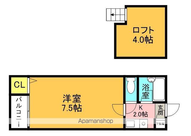 マキシム山荘通(ワンルーム/2階)の間取り写真