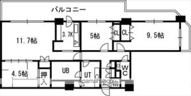 知事公館前タワーレジデンス(3LDK/21階)の間取り写真