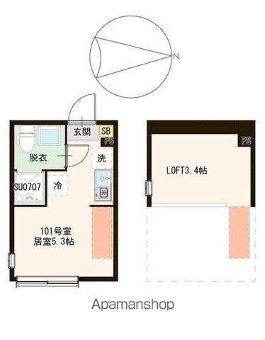 ハーモニーテラス春日町Ⅵ(ワンルーム/1階)の間取り写真