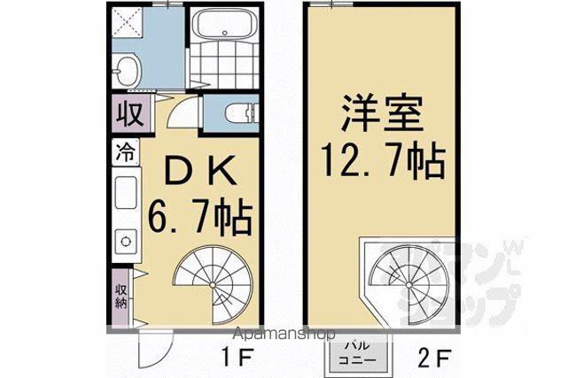 御所西篠(1DK/1階)の間取り写真