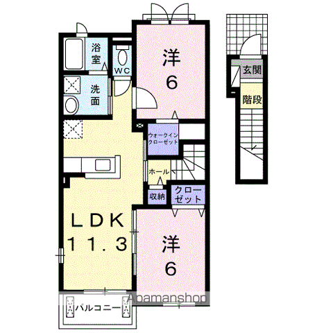 フェリーチェ・KⅡ(2LDK/2階)の間取り写真