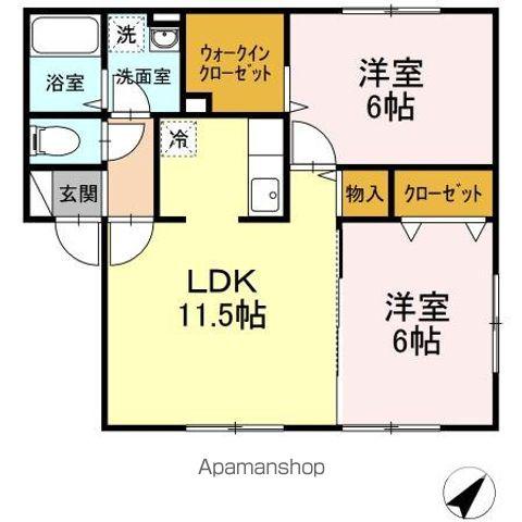 グランモアフジ(2LDK/2階)の間取り写真