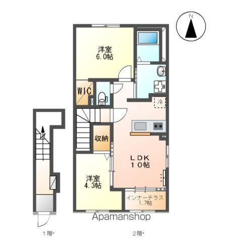 シェトワ(2LDK/2階)の間取り写真