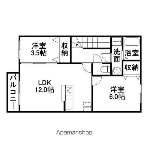 セピアコートA棟(2LDK/2階)の間取り写真