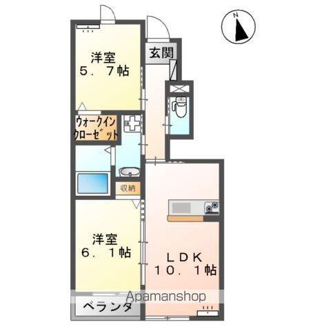 メープルⅡ(2LDK/1階)の間取り写真