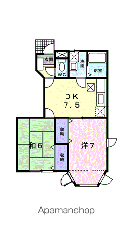 パールハイツA(2DK/1階)の間取り写真