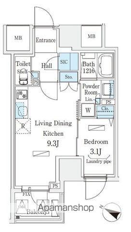 URBAN BREEZE 恵比寿(1LDK/13階)の間取り写真