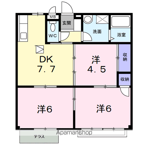 メープルファーム照山Ⅰ(3DK/1階)の間取り写真