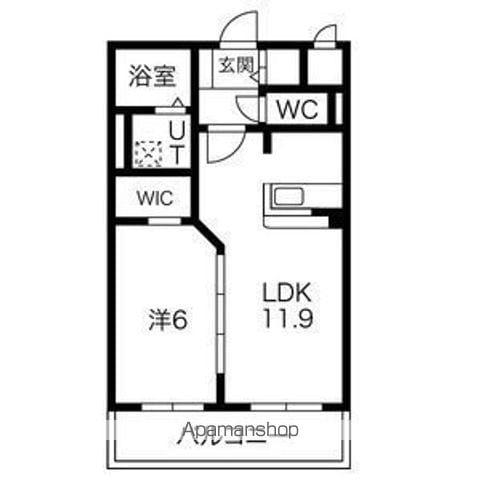 パナス・柏木(1LDK/3階)の間取り写真