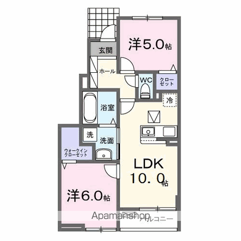 メゾン・ド・ティアラ阿南 S(2LDK/1階)の間取り写真