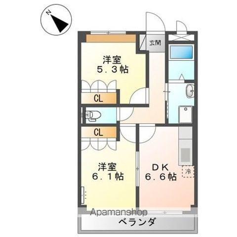 グリーンフィールド(2DK/2階)の間取り写真