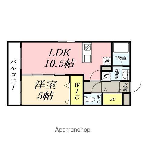 FRIEND COURT東島田(1LDK/1階)の間取り写真