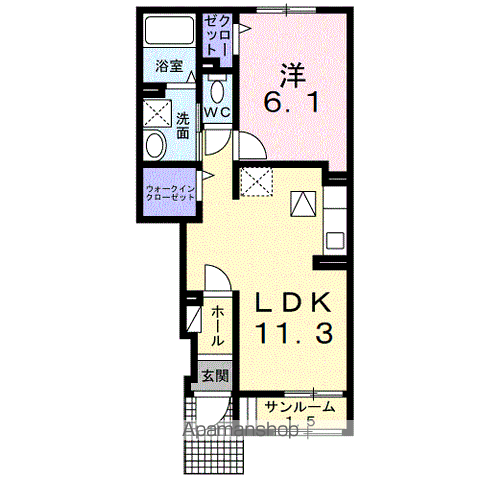 プレメゾン行田(1LDK/1階)の間取り写真