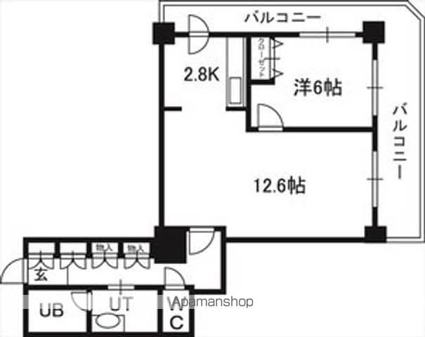 PRIME URBAN札幌 RIVER FRONT(1LDK/5階)の間取り写真