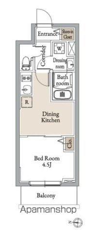 グランカーサ住吉Ⅲ(1DK/3階)の間取り写真