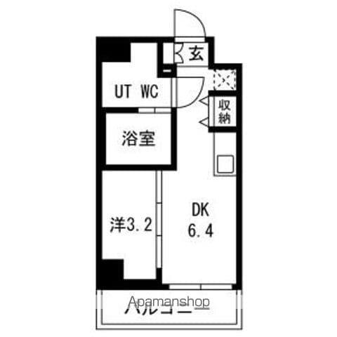 スパシエ幡ヶ谷(1DK/6階)の間取り写真