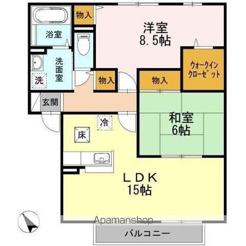 セジュールのぞみ Ⅰ棟(2LDK/1階)の間取り写真