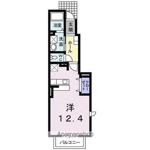 ソレイユⅠ(ワンルーム/1階)の間取り写真