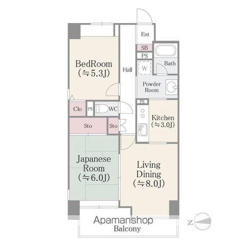 グリーンコート(2LDK/8階)の間取り写真