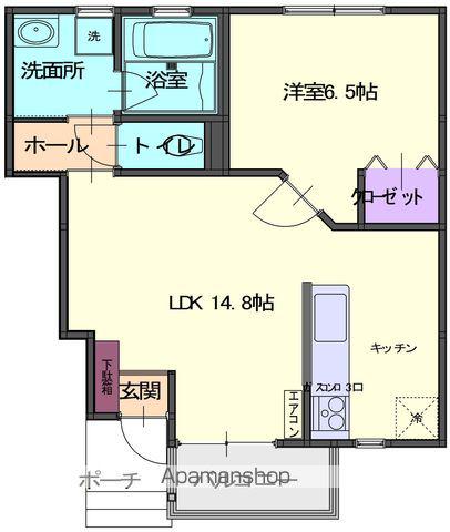 ARIETTA金ケ崎(1LDK/1階)の間取り写真